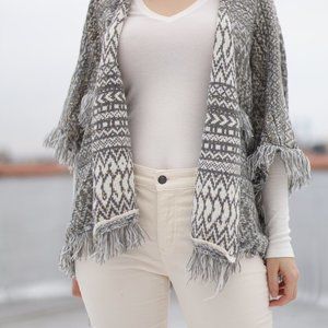 Anthropologie poncho cardigan grey white, OS